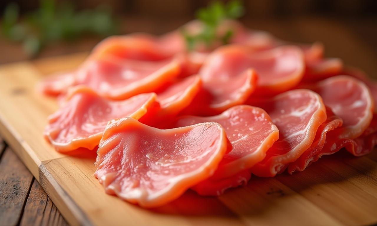 Tabla de jamón ibérico recién cortado