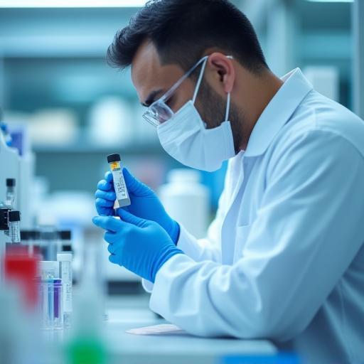 Técnico analizando muestras en laboratorio